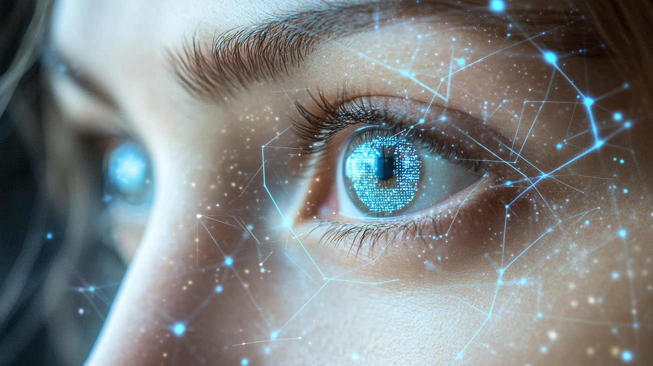 Immagine che mostra la scansione dell’iride di un occhio umano, in relazione alle soluzioni Zero Trust di cybersecurity contro il furto di identità digitale